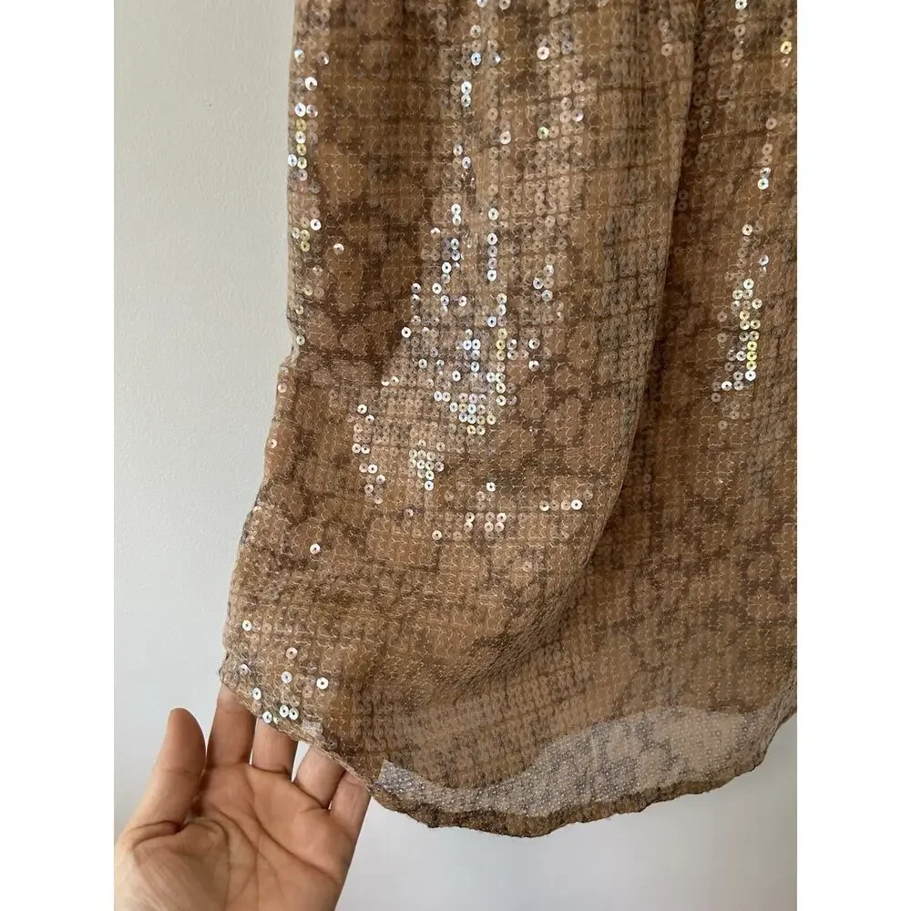 Rebecca Taylor Allover Sequin Mini Dress Animal Print Cocktail Size‎ 10 Womens